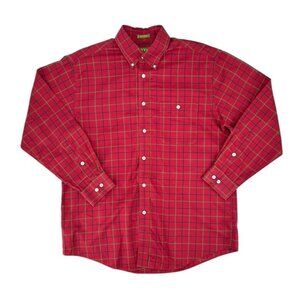 Vintage Orvis Mens Button Down Shirt Size Large Red Plaid